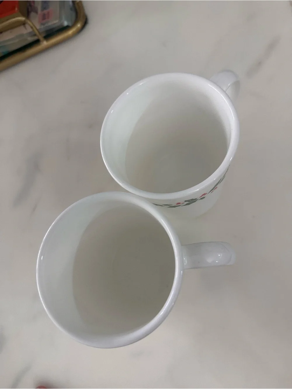 Vintage Corelle Winter Holly Christmas Mugs Set of 2 Corning Holiday Cups USA